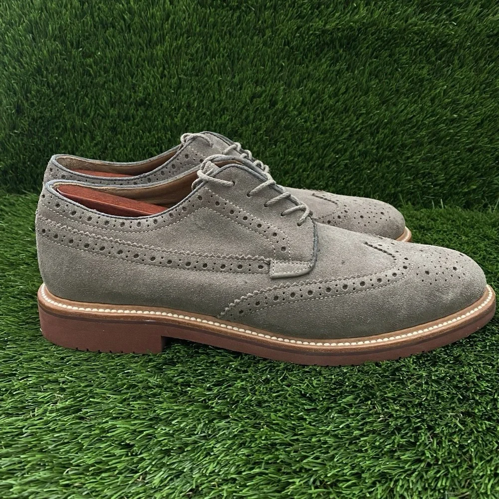 J. Crew Size 10 Kenton Beige Suede Wing Tip‎ Oxford Shoes EUC
